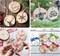 Wood Slices, 30PCS 3.1''-3.5''Natural Wooden Christmas Ornaments Kit Unfinished Wooden Circles with Pre-Drilled Hole, Acrylic Paint, Diamonds, DIY Craft for Kids Adults Holiday Decor